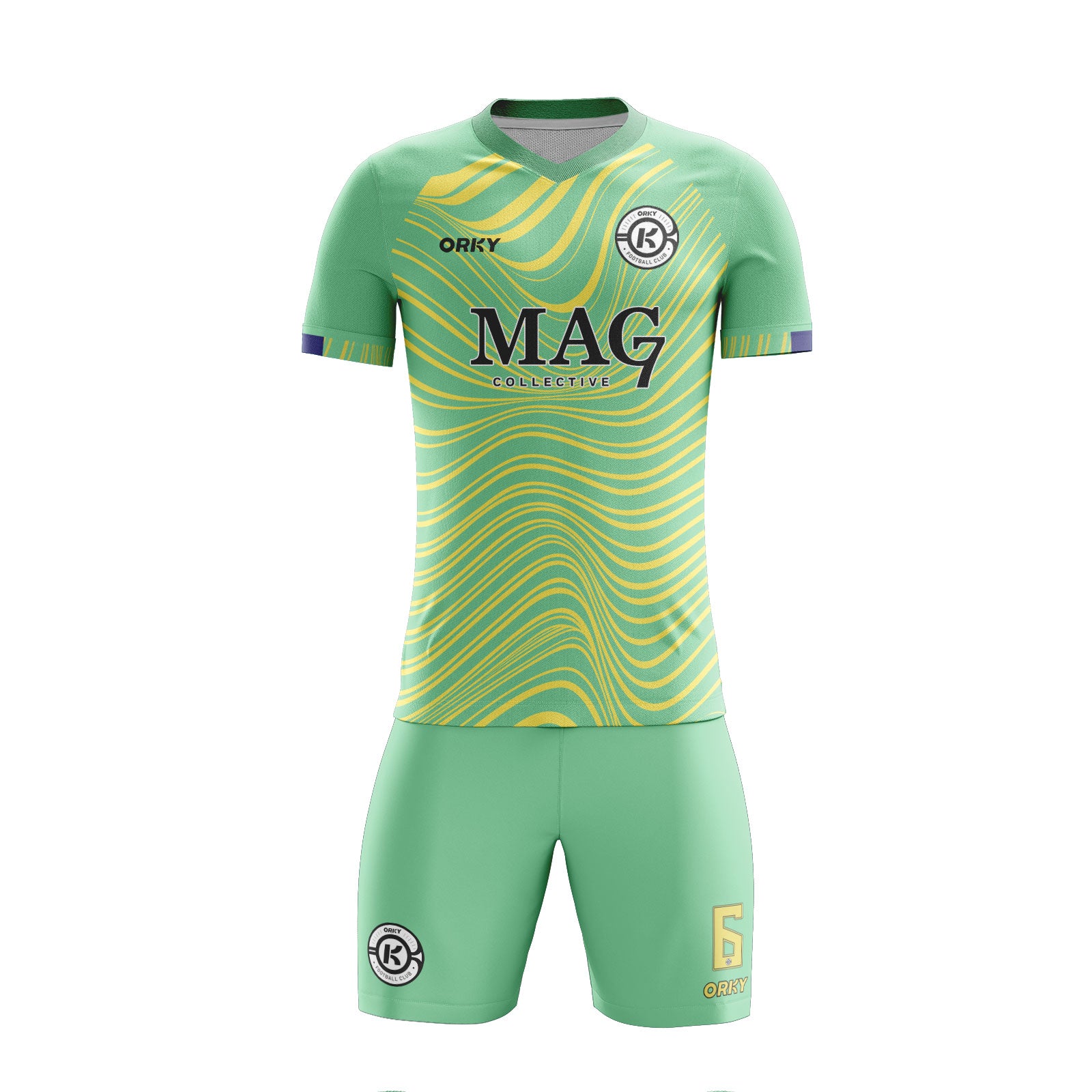 ORKY Kids Youth Soccer Shirt with Short Personalize Name Number Team Uniform Yellow Rivers Secondary image